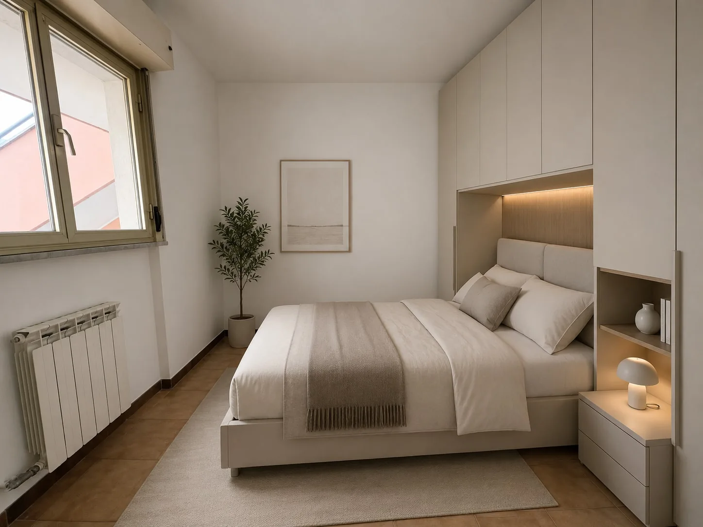Bilocale con balcone, cantina e garage - Rendering illustrativo