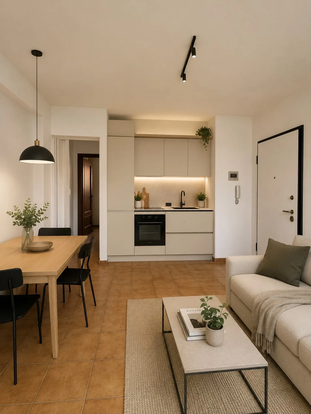 Bilocale con balcone, cantina e garage - Rendering illustrativo